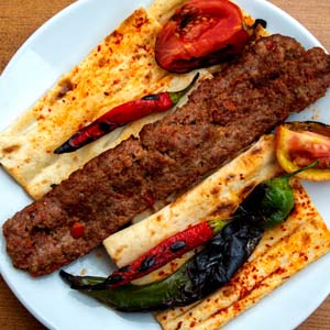 Kabobs with flat bread