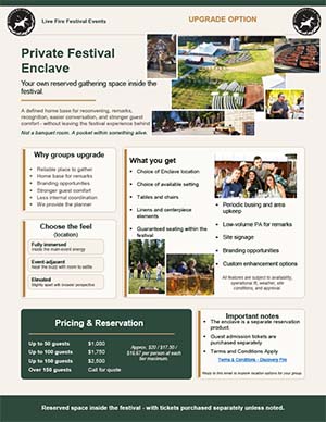 Discovery Fire Private Enclave Events Flyer